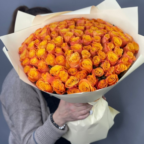 Букет из 101 огненной розы (40 см) в Рузе