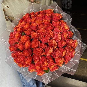 Букет 75 огненных роз (40 см) в Рузе