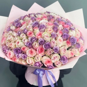 Букет из 101 розы нежный микс (40 см) в Рузе