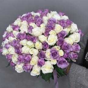 Букет "Фиолетовый микс" из 101 розы (40 см) в Рузе