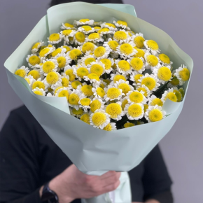 Букет "Моё солнышко" из 17 хризантем сантини  в Рузе