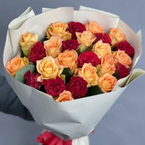 Букет "Прайм" из 25 роз Оранж и Эль Торо (50 см) в Рузе