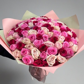 Букет "Ода любви" из 101 розы микс (40 см) в Рузе