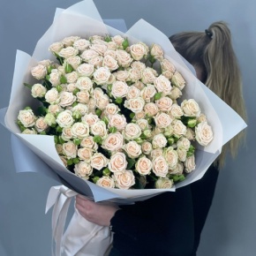 Букет из 25 кремовых кустовых роз (70 см) в Рузе