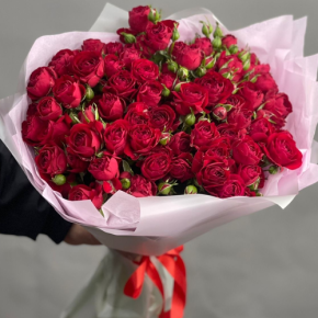 Букет из 17 красных кустовых пионовидных роз (50 см) в Рузе