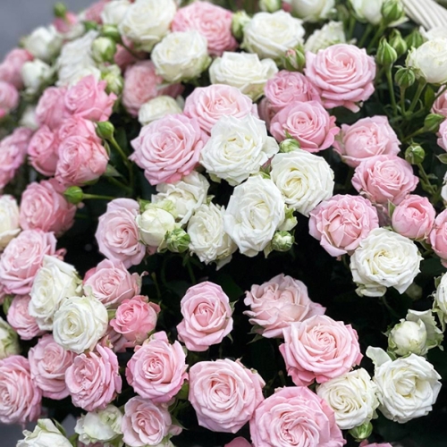 Композиция в корзине из 101 кустовой пионовидной розы в Рузе